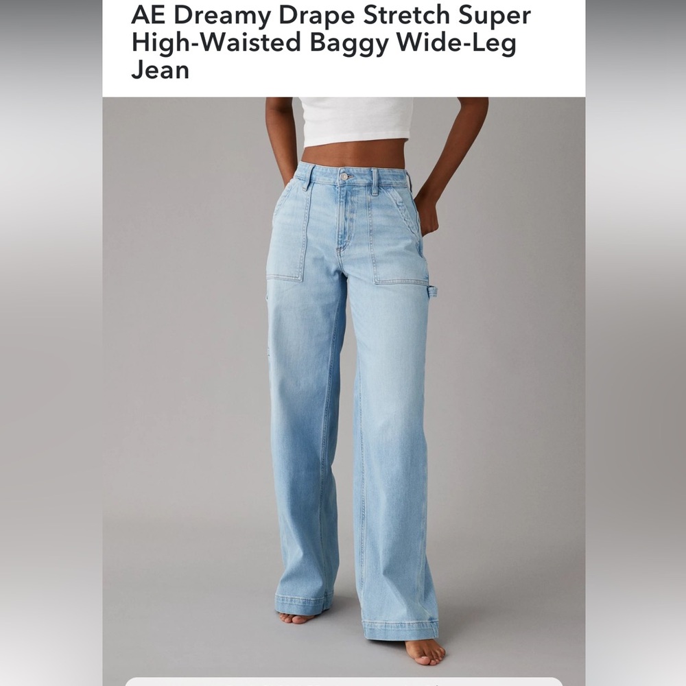 AE Dreamy Drape Stretch Super High-Waisted Baggy Wide-Leg Jean